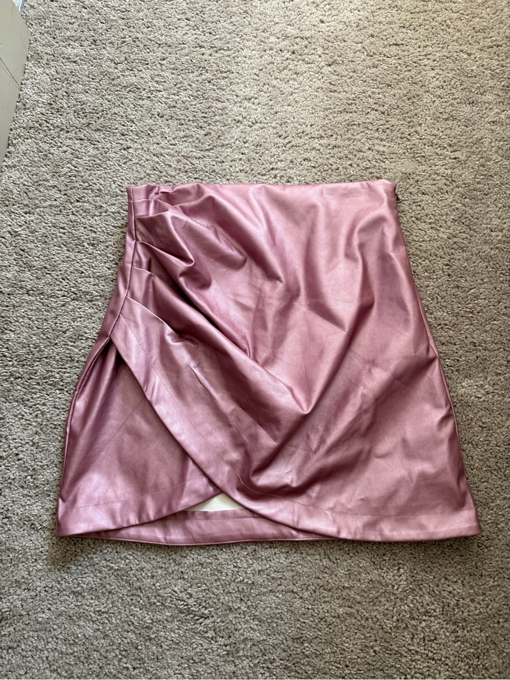 Style Rack Dusty Rose Satin-Look Wrap Mini Skirt